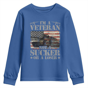I'm A Veteran Youth Sweatshirt Not A Sucker Or A Loser Tank Veterans Day TS09 Royal Blue Print Your Wear
