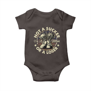 Not A Sucker Or A Loser Baby Onesie Veterans Day Patriotic American Flag TS09 Dark Chocolate Print Your Wear