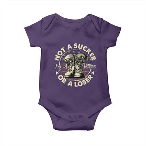 Not A Sucker Or A Loser Baby Onesie Veterans Day Patriotic American Flag TS09 Purple Print Your Wear