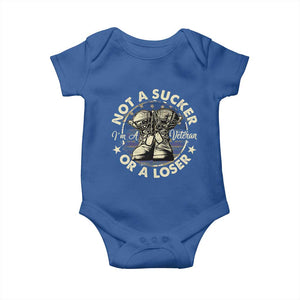 Not A Sucker Or A Loser Baby Onesie Veterans Day Patriotic American Flag TS09 Royal Blue Print Your Wear