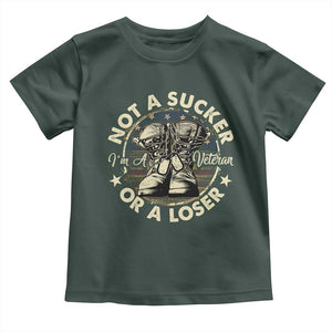 Not A Sucker Or A Loser Baby Shirt Veterans Day Patriotic American Flag TS09 Dark Forest Green Print Your Wear