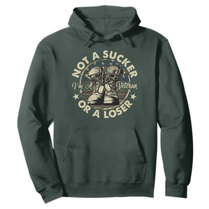 Not A Sucker Or A Loser Hoodie Veterans Day Patriotic American Flag TS09 Dark Forest Green Print Your Wear