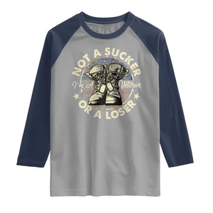 Not A Sucker Or A Loser Raglan Shirt Veterans Day Patriotic American Flag TS09 Sport Gray Navy Print Your Wear