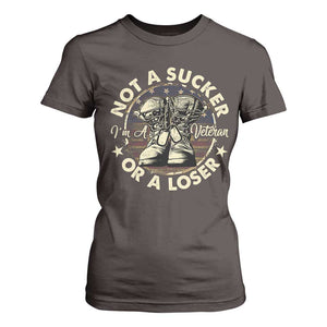 Not A Sucker Or A Loser T Shirt For Women Veterans Day Patriotic American Flag TS09 Dark Chocolate Print Your Wear