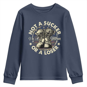 Not A Sucker Or A Loser Youth Sweatshirt Veterans Day Patriotic American Flag TS09 Navy Print Your Wear