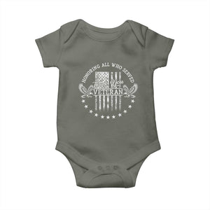 Veterans Day Baby Onesie Honoring All Who Served Thank You TS09 Military Green Print Your Wear