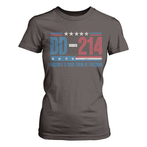 DD-214 Veteran T Shirt For Women America's True Form Of Freedom TS09 Dark Chocolate Print Your Wear