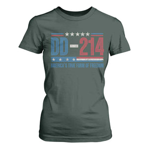 DD-214 Veteran T Shirt For Women America's True Form Of Freedom TS09 Dark Forest Green Print Your Wear