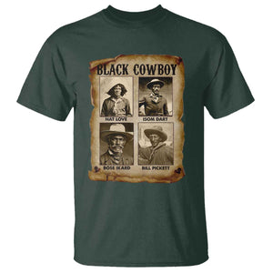 Black Cowboy T Shirt - African American Legendary Cowboys Black History Graphic Tee TS09 Dark Forest Green Print Your Wear