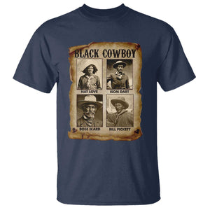 Black Cowboy T Shirt - African American Legendary Cowboys Black History Graphic Tee TS09 Navy Print Your Wear