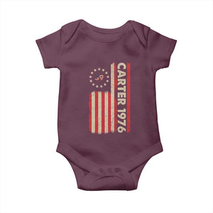 Jimmy Carter Baby Onesie 39th US President 1976 Retro American Flag TS09 Maroon Print Your Wear