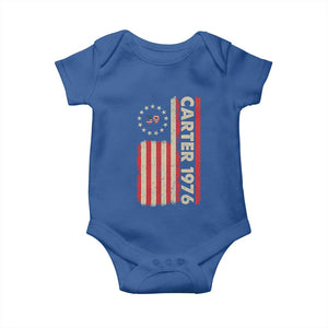 Jimmy Carter Baby Onesie 39th US President 1976 Retro American Flag TS09 Royal Blue Print Your Wear