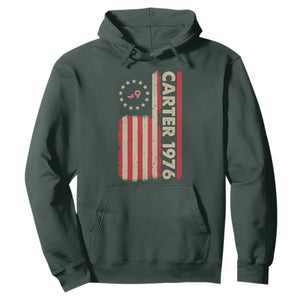 Jimmy Carter Hoodie 39th US President 1976 Retro American Flag TS09 Dark Forest Green Print Your Wear