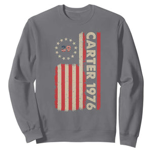 Jimmy Carter Sweatshirt 39th US President 1976 Retro American Flag TS09 Charcoal Print Your Wear