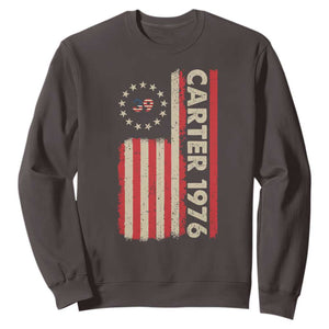 Jimmy Carter Sweatshirt 39th US President 1976 Retro American Flag TS09 Dark Chocolate Print Your Wear