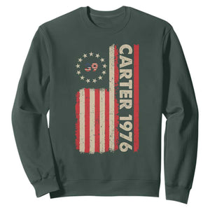 Jimmy Carter Sweatshirt 39th US President 1976 Retro American Flag TS09 Dark Forest Green Print Your Wear