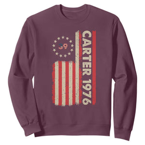 Jimmy Carter Sweatshirt 39th US President 1976 Retro American Flag TS09 Maroon Print Your Wear
