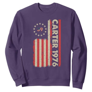 Jimmy Carter Sweatshirt 39th US President 1976 Retro American Flag TS09 Purple Print Your Wear