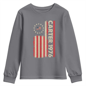 Jimmy Carter Youth Sweatshirt 39th US President 1976 Retro American Flag TS09 Charcoal Print Your Wear