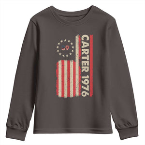 Jimmy Carter Youth Sweatshirt 39th US President 1976 Retro American Flag TS09 Dark Chocolate Print Your Wear