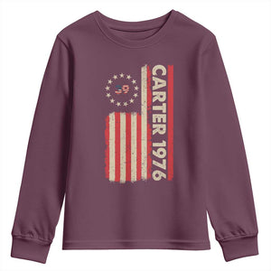 Jimmy Carter Youth Sweatshirt 39th US President 1976 Retro American Flag TS09 Maroon Print Your Wear