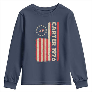 Jimmy Carter Youth Sweatshirt 39th US President 1976 Retro American Flag TS09 Navy Print Your Wear