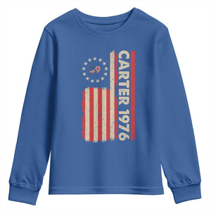 Jimmy Carter Youth Sweatshirt 39th US President 1976 Retro American Flag TS09 Royal Blue Print Your Wear