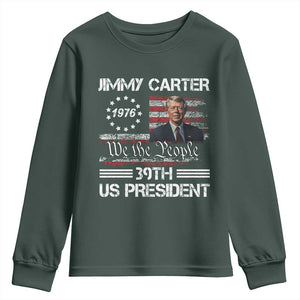 Jimmy Carter Youth Sweatshirt 39th US President 1976 We The People American Flag TS09 Dark Forest Green Print Your Wear