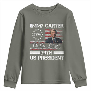 Jimmy Carter Youth Sweatshirt 39th US President 1976 We The People American Flag TS09 Military Green Print Your Wear