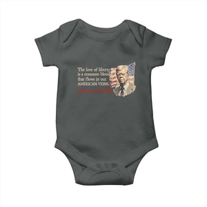 Jimmy Carter Quote Baby Onesie The Love Of Liberty Flows In Our American Veins TS09 Dark Heather Print Your Wear
