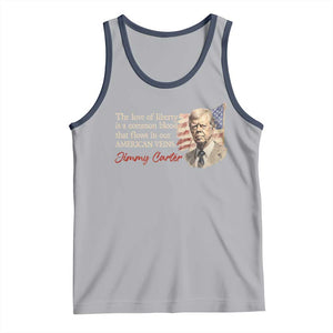 Jimmy Carter Quote Tank Top The Love Of Liberty Flows In Our American Veins TS09 Athletic Heather Navy Print Your Wear