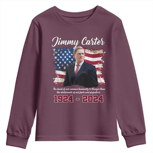 Jimmy Carter Youth Sweatshirt A Legacys Of Peace And Humanitys TS09 Maroon Print Your Wear
