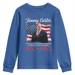 Jimmy Carter Youth Sweatshirt A Legacys Of Peace And Humanitys TS09 Royal Blue Print Your Wear