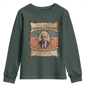 President Donald Trump Inauguration Day 2025 Youth Sweatshirt TS09 Dark Forest Green Print Your Wear