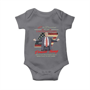 Trump Inauguration Day 2025 Baby Onesie 47th US President American Flag TS09 Charcoal Print Your Wear