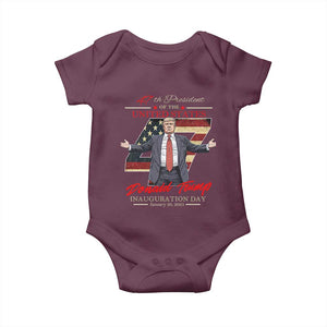 Trump Inauguration Day 2025 Baby Onesie 47th US President American Flag TS09 Maroon Print Your Wear