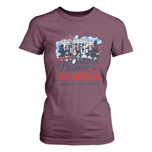 Trump Inauguration Day 2025 T Shirt For Women The Return Trump Dancing TS09 Maroon Print Your Wear