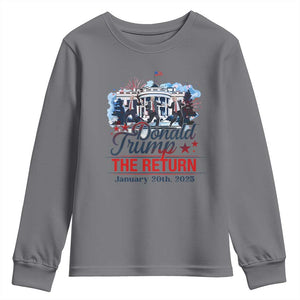 Trump Inauguration Day 2025 Youth Sweatshirt The Return Trump Dancing TS09 Charcoal Print Your Wear