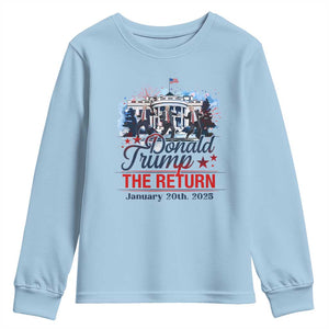 Trump Inauguration Day 2025 Youth Sweatshirt The Return Trump Dancing TS09 Light Blue Print Your Wear
