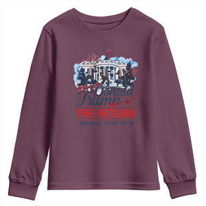 Trump Inauguration Day 2025 Youth Sweatshirt The Return Trump Dancing TS09 Maroon Print Your Wear