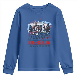 Trump Inauguration Day 2025 Youth Sweatshirt The Return Trump Dancing TS09 Royal Blue Print Your Wear