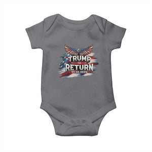 Trump Inauguration Day 2025 Baby Onesie Trump The Return American Flag TS09 Charcoal Print Your Wear