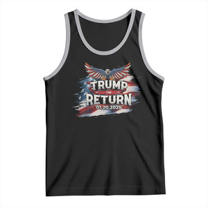 Trump Inauguration Day 2025 Tank Top Trump The Return American Flag TS09 Black Athletic Heather Print Your Wear