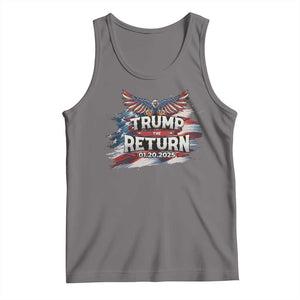 Trump Inauguration Day 2025 Tank Top Trump The Return American Flag TS09 Deep Heather Print Your Wear