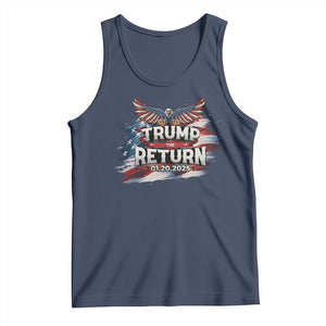 Trump Inauguration Day 2025 Tank Top Trump The Return American Flag TS09 Navy Print Your Wear