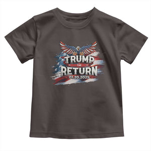 Trump Inauguration Day 2025 Toddler T Shirt Trump The Return American Flag TS09 Dark Chocolate Print Your Wear