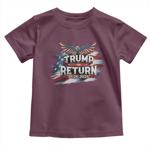 Trump Inauguration Day 2025 Toddler T Shirt Trump The Return American Flag TS09 Maroon Print Your Wear