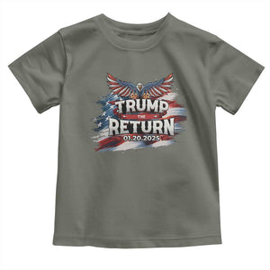 Trump Inauguration Day 2025 Toddler T Shirt Trump The Return American Flag TS09 Military Green Print Your Wear