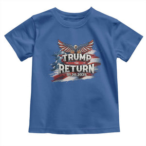 Trump Inauguration Day 2025 Toddler T Shirt Trump The Return American Flag TS09 Royal Blue Print Your Wear