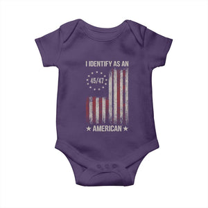 Trump Support Baby Onesie 45 47 I Identify As An American TS09 Purple Print Your Wear